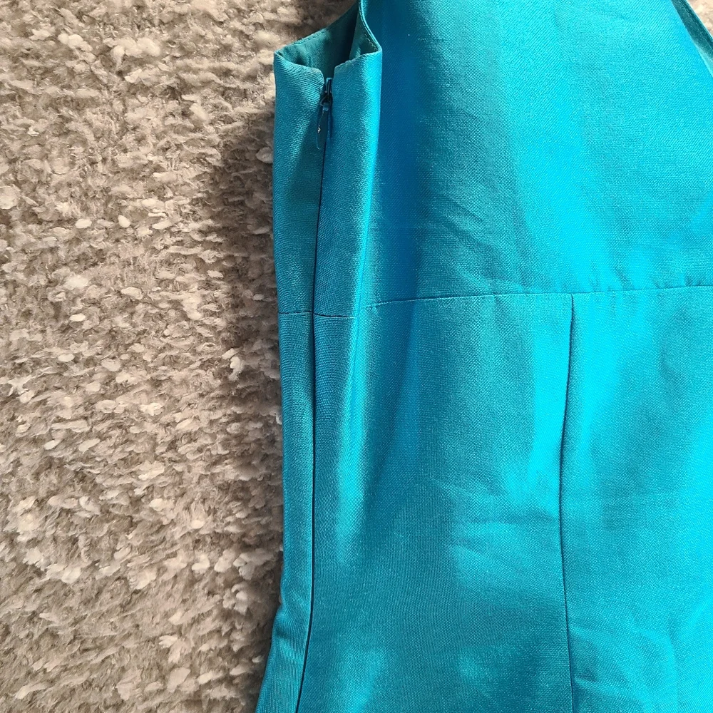 Kate Spade Evie Shift Blue Silk Blend Sleeveless‎ V-Neck Lined Bow Dress Size 8